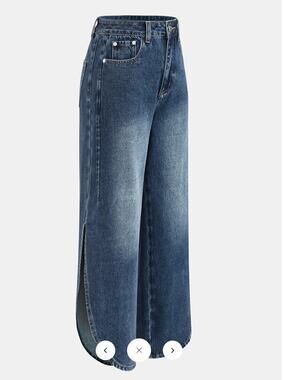 NWT Commense Side Slit Mid-Waist Wide-Leg Jeans Sz XS